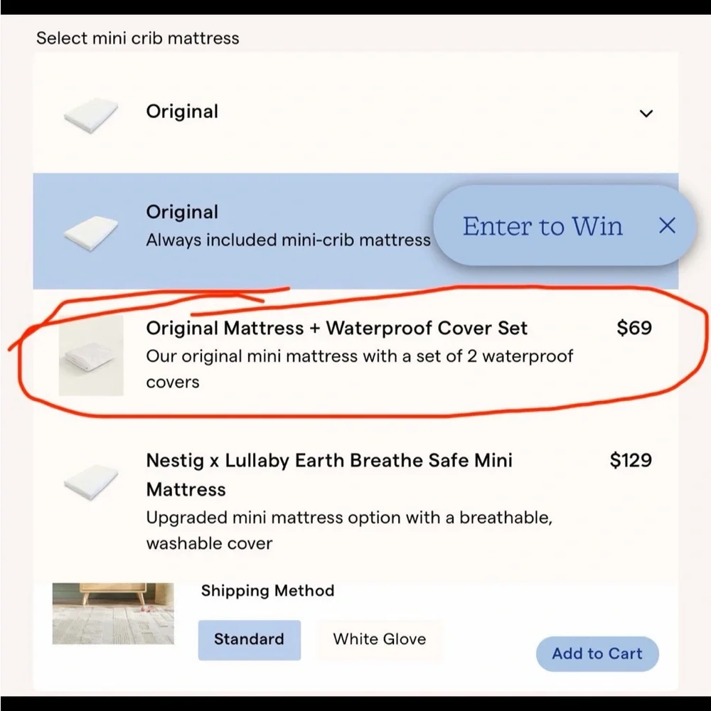 Nestig mini crib mattress and sheet set - Picture 2 of 3